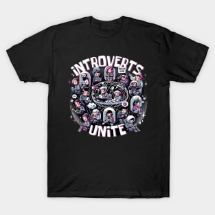 Introverts Unite Quirky Character Alone Together Design T-Shirt